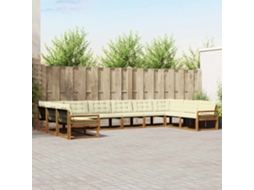 Vidaxl Conjunto De Sofás Para Exterior 10 Unid. Natural E Creme