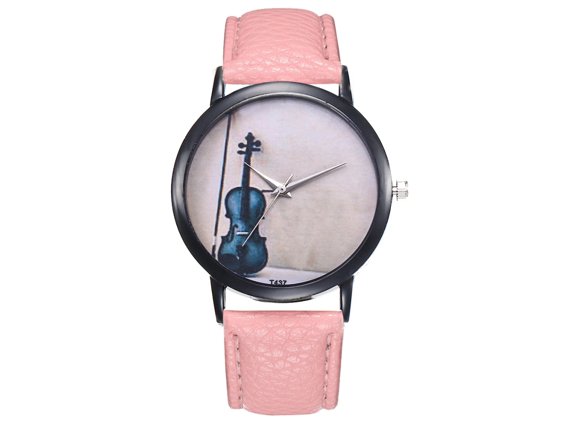 Relógio de pulso masculino analógico simples, ultrafino, com movimento de quartzo e pulseira de PU (rosa)