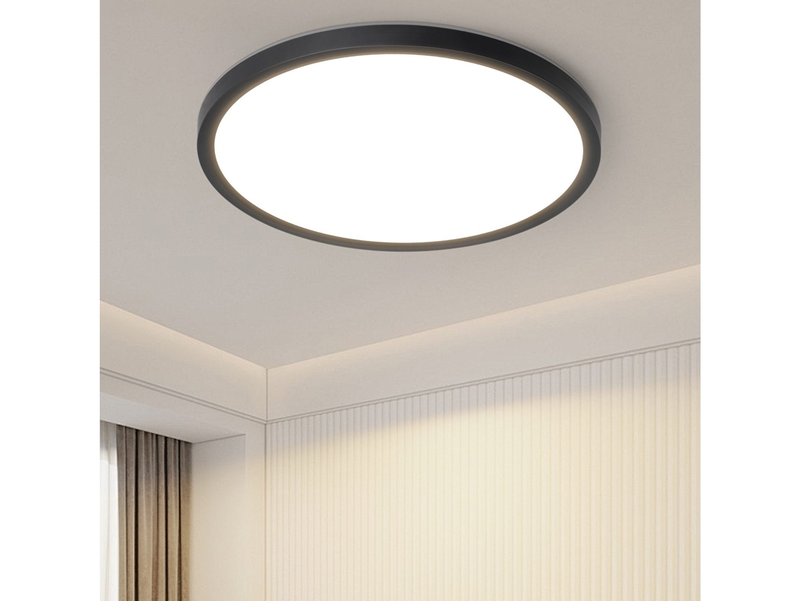 ZMH Luminária de teto LED redonda preta moderna para sala de estar e corredor - Ø22CM
