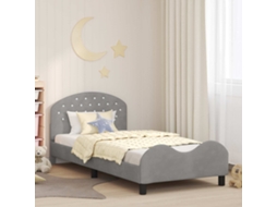 Vidaxl Estrutura De Cama Infantil Com Cabeceira Cinzento-claro Veludo
