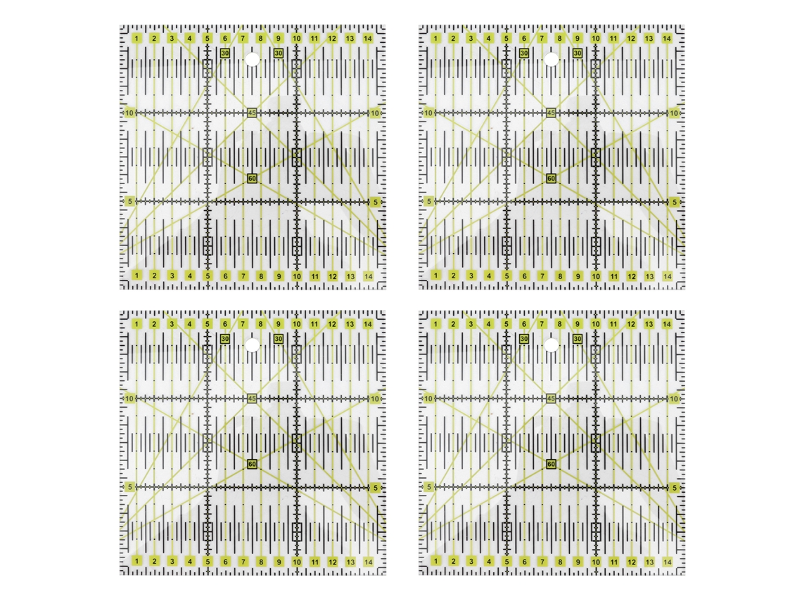 4pcs Régua De Acuarela Para Quilting E Costura Com Linhas De Grade E Duas Cores Para Cortar Tecido