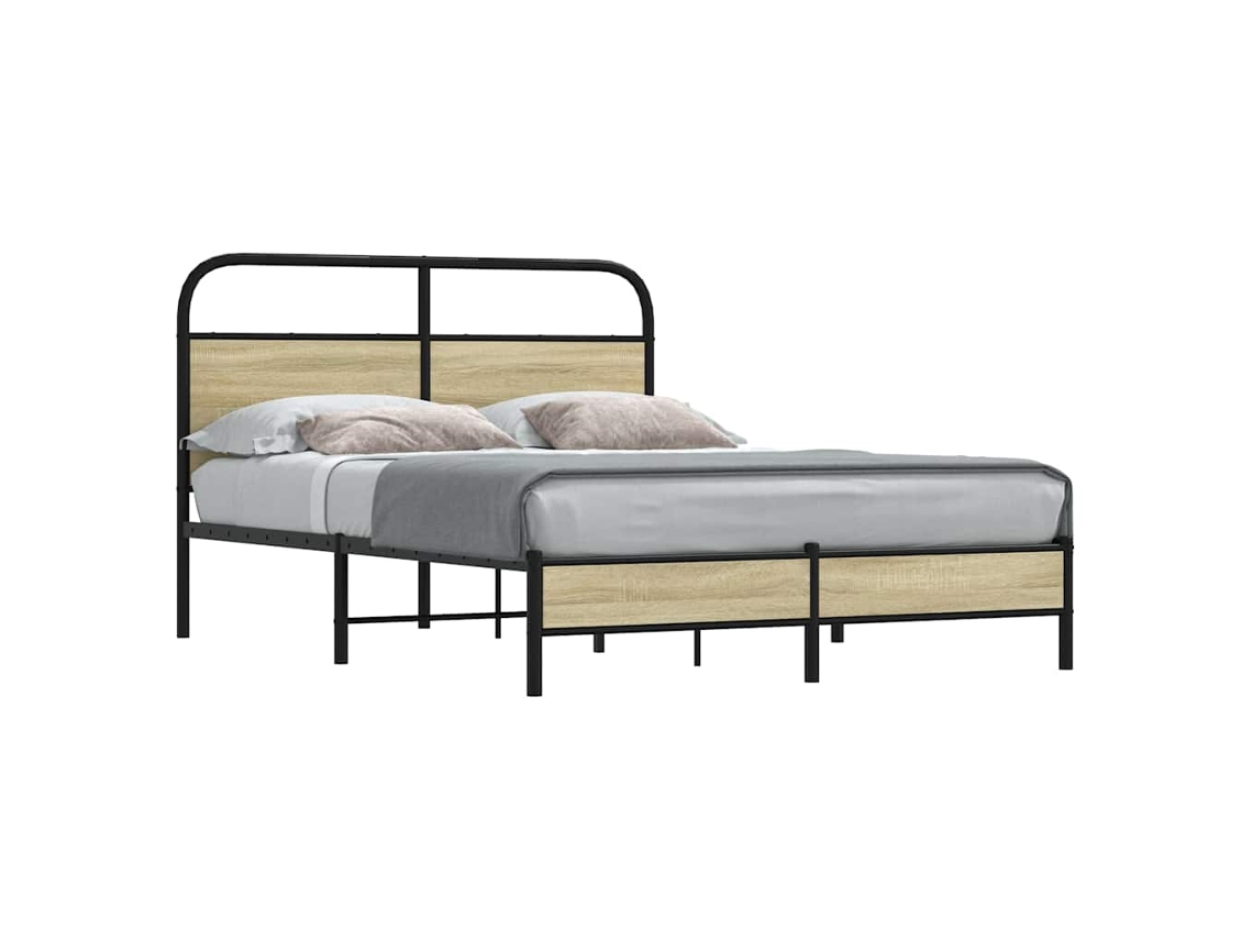 Vidaxl Estrutura Cama S/ Colchão Derivados De Madeira Carvalho Sonoma