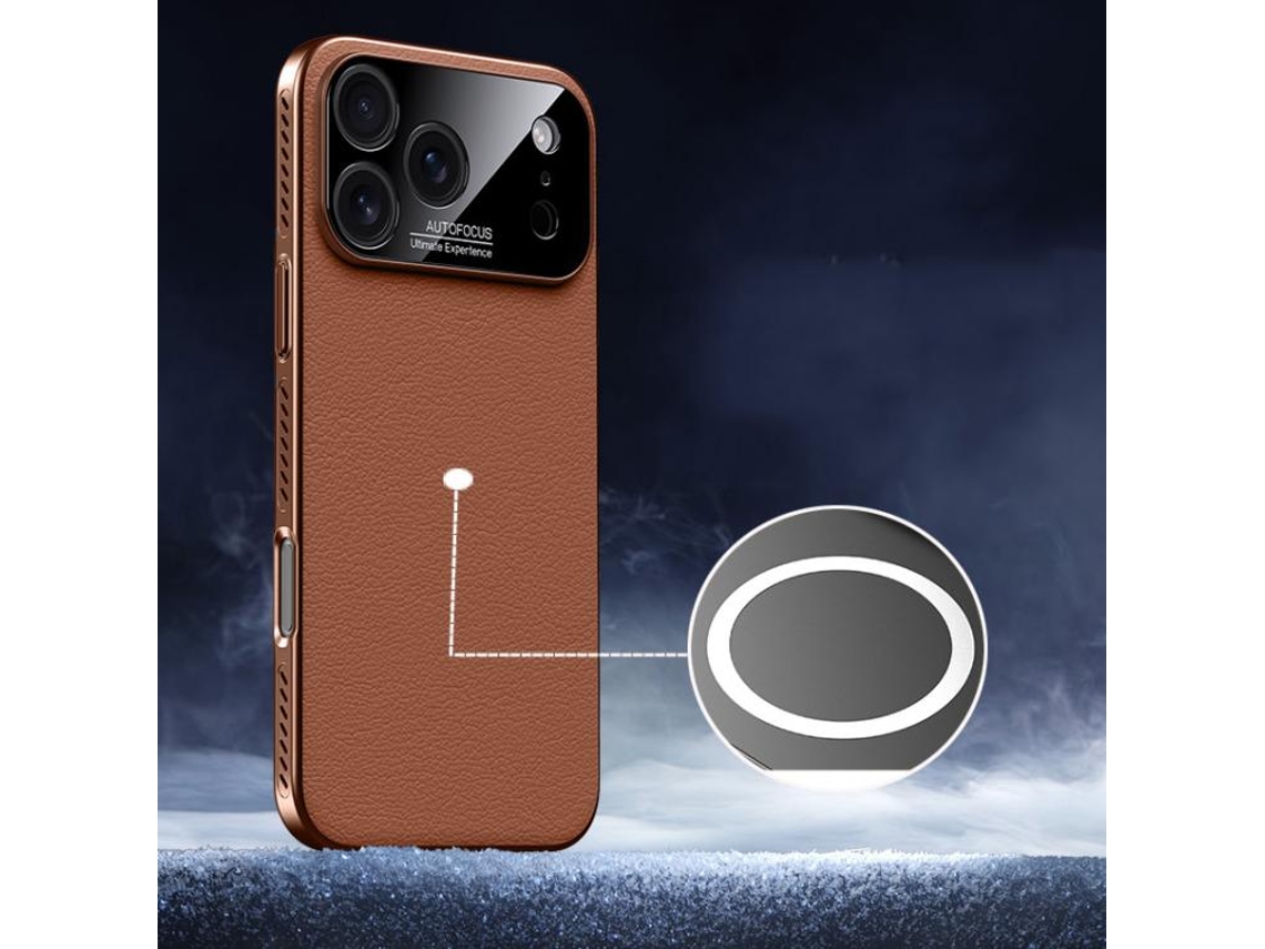 Capa Para Iphone 17 Pro - Revestimento Macio Com Magsafe E Resfriamento - Couro Macio Híbrido Com Policarbonato