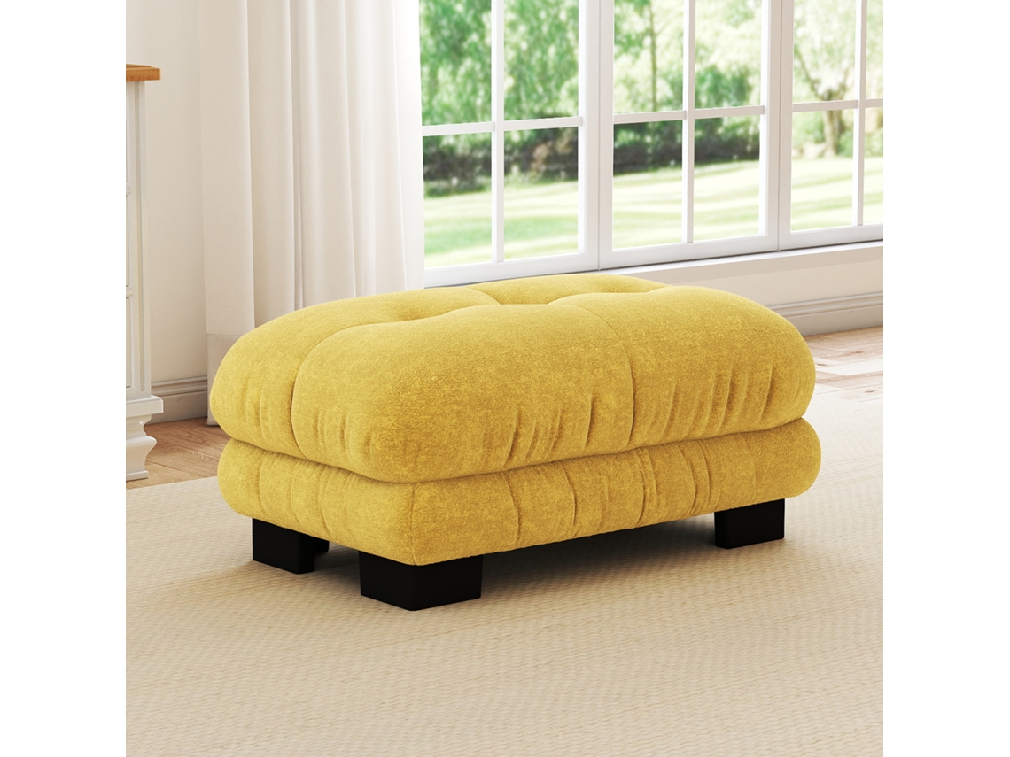 Otomano, Chenille, Cor Amarelo, 112