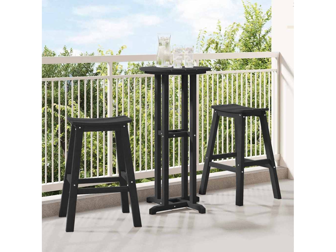Vidaxl Banco De Bar 2 Unid. Preto 52 X 43 X 73,5 Cm Hdpe