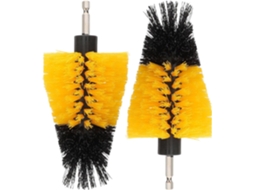 Conjunto De 2 Escovas Para Furadeira/lavadora De Pisos, Amarelas, Para Limpeza.