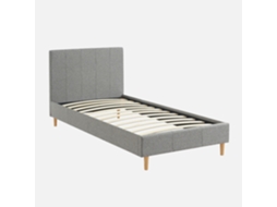 Cama Com Cabeceira Base Ripas Acabamento Simple Sweeek Tecido Cinzento (88x96x202)