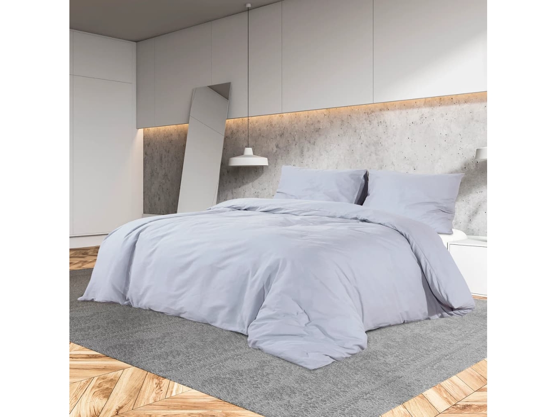 Vidaxl Conjunto De Capa De Edredão 135x200 Cm Microfibra Leve Cinza