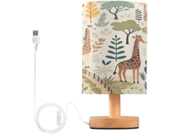 Abajur De Cabeceira Girafa Para Quarto, Abajur De Cabeceira Led, Luminária De Leitura Com Portas Usb E Cúpula Tecido