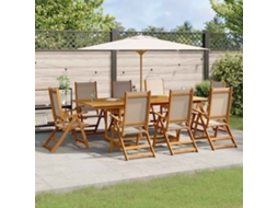 Vidaxl 9 Pcs Conjunto De Jantar Para Jardim Acácia Maciça E Textilene