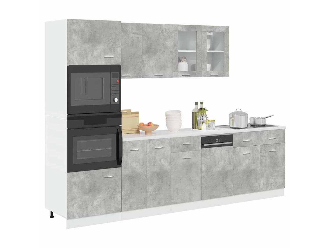 Vidaxl 7 Pcs Conj. De Armários De Cozinha Lyon Cinzento Cimento