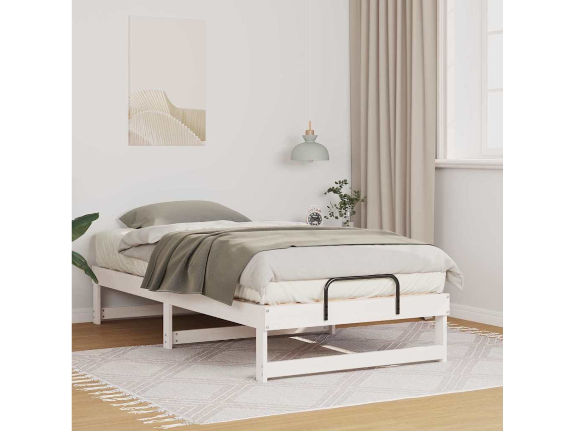 Vidaxl Estrutura Da Cama Branco 90 X 190 Cm Madeira De Pinheiro Sólida