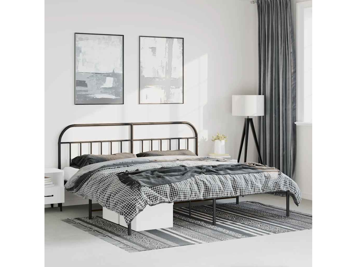 Vidaxl Estrutura De Cama Com Cabeceira 183x213 Cm Metal Preto