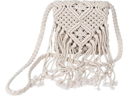 Bolsa cruzada de crochet de algodón con borla, estilo bohemio, mini, para playa y viaje | S/MARCA