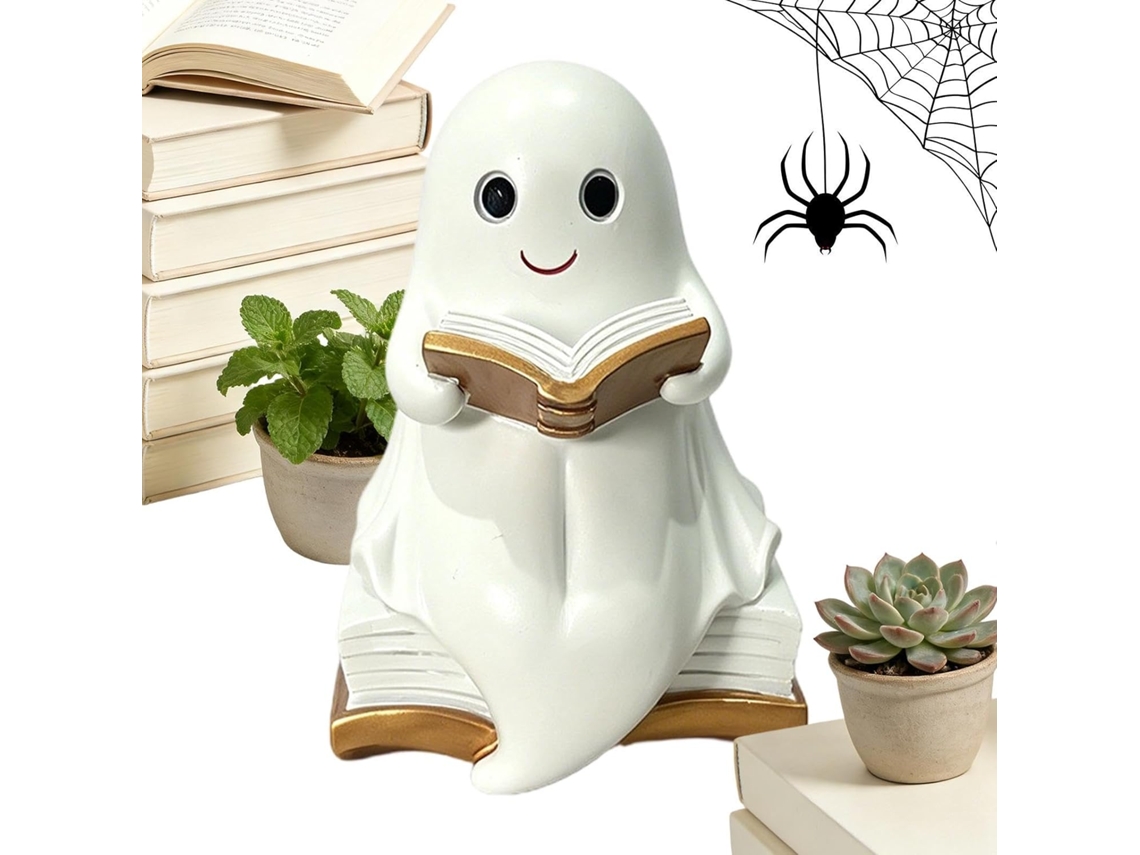 Luminária De Leitura Decorativa Em Forma Fantasma Com Led, Feita Em Resina E Com Luz Quente