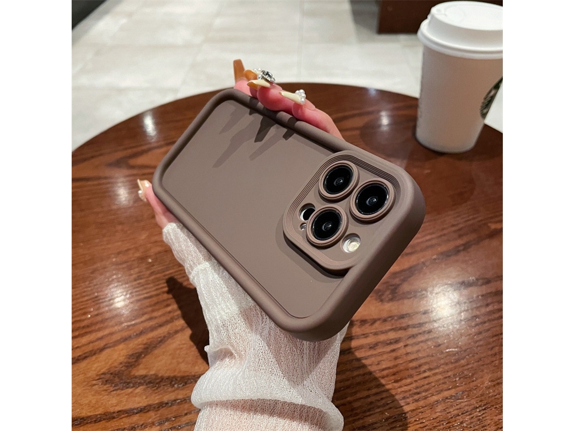 Capa Para Iphone 17air Marrom Bambu Alto Olho Rosa Fosco