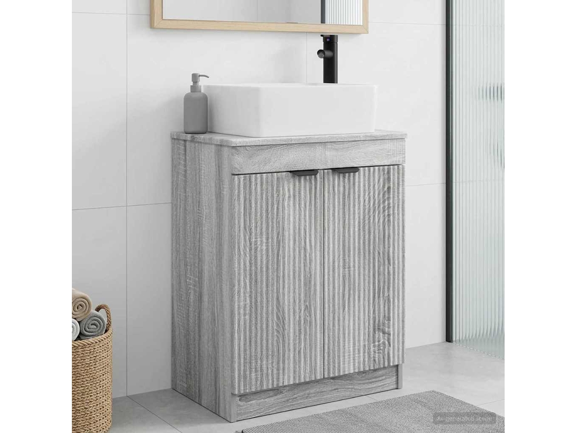 Vidaxl Gabinete De Banheiro Com Pia Sonoma Cinzento 54 X 35 X 83 Cm