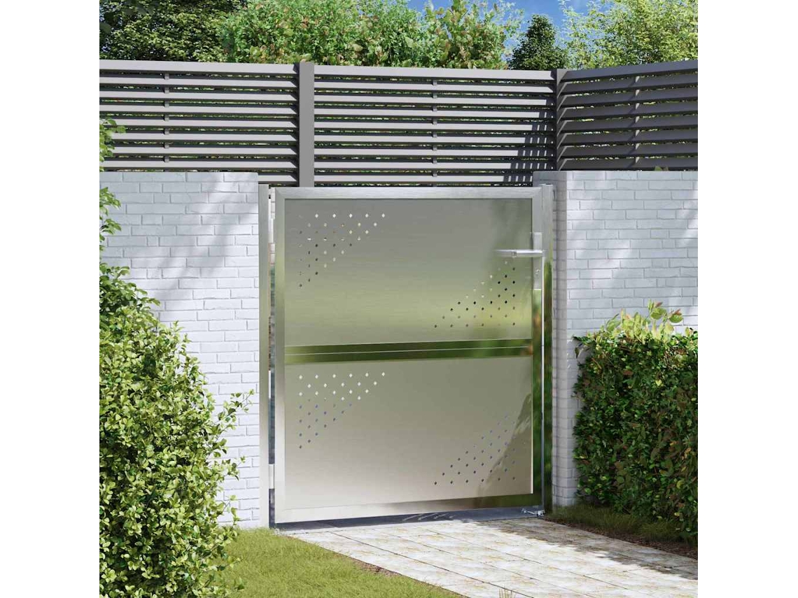 Vidaxl Portão De Jardim Prateado 85 X 97 Cm Aço Inoxidável