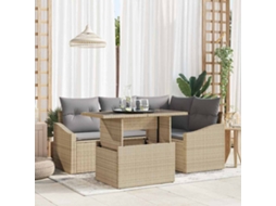 Vidaxl Conjunto De Sofá De Jardim Ajustável 5 Pcs Bege E Cinza Claro