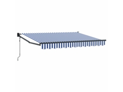 Vidaxl Toldo Retrátil Elétrico Azul E Branco 3,5 X 2 M
