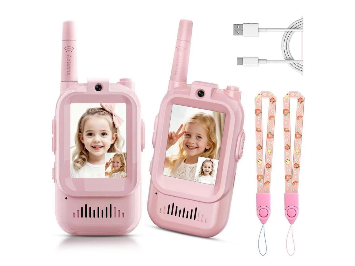 Vídeo Walkie-talkies Infantis, Pacote com 2 Unidades, Interfones Recarregáveis, Brinquedos de Uso Interno e Externo E-aquaforge
