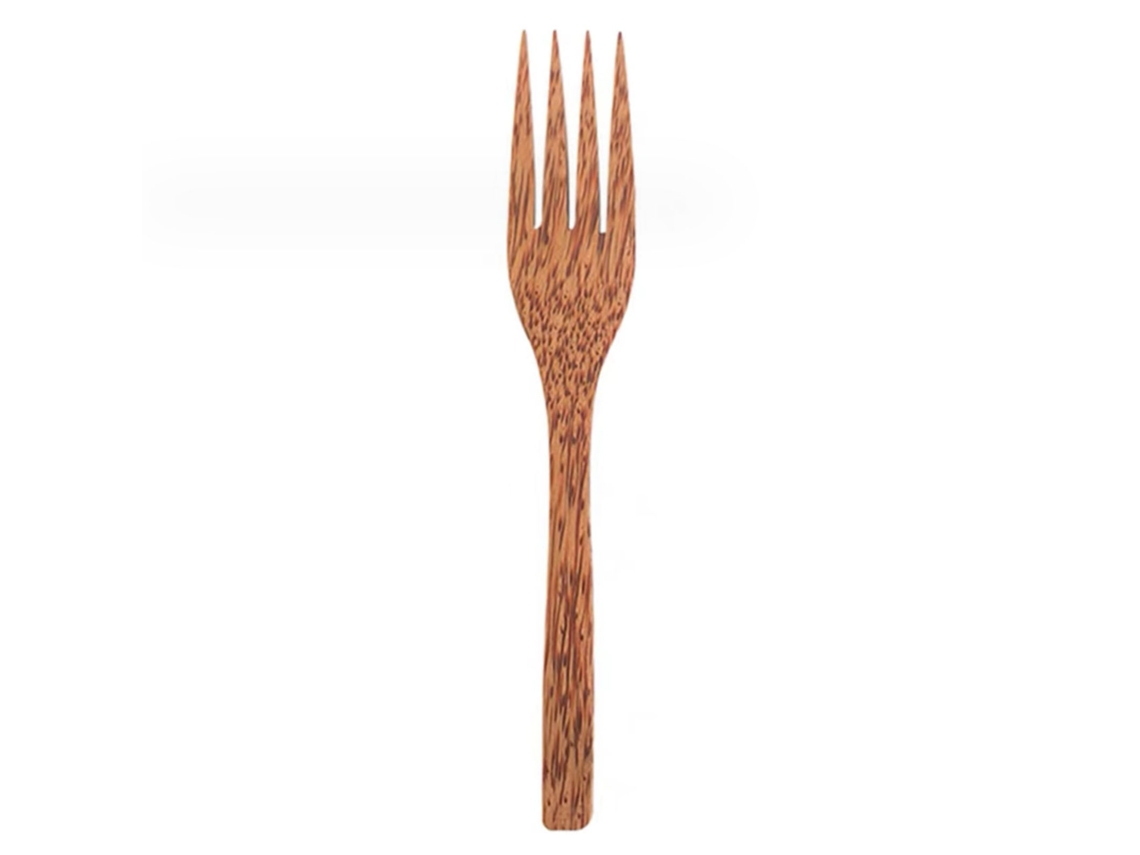 Garfo de Madeira Natural Vietnamita para Sobremesas Multifuncional Utensílio de Mesa Levemente Luxuoso | S/MARCA