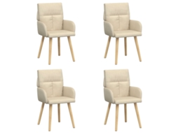 Conjunto 4 Móveis De Jantar Vidaxl Creme Tecido (60 X 56 X 96 Cm)
