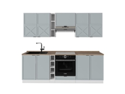 Cozinha Fame Line, 235cm, Pt Chêne, Azul Claro Cinza/branco, Branco, Vicco