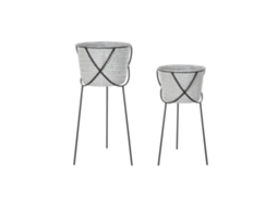 Conjunto de 2 Vasos de Metal Cinza Ferro, 37x37x82cm ALEXANDRA HOUSE LIVING