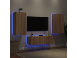 Vidaxl 3 Pcs Móveis De Parede Para Tv Com Luzes Led Carvalho Sonoma