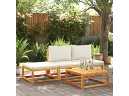 Vidaxl Conjunto De Sofás De Jardim Vidaxl De 4 Peças Com Almofadas De Madeira De Acácia E Vime