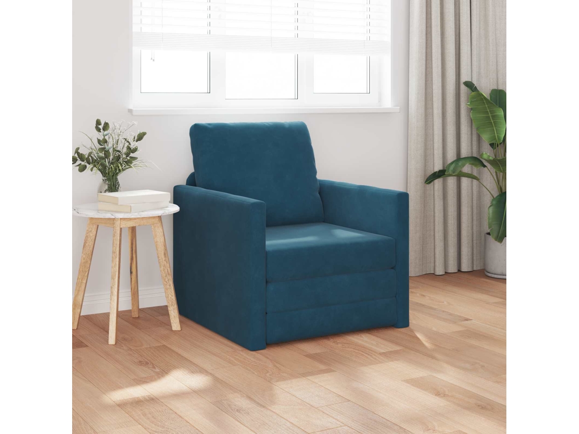 Vidaxl Sofá-cama Azul 74 X 77 X 81 Cm Veludo