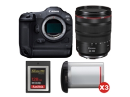 Eos R3 + Rf 24 105mm F/4 L Is Usm + 1 Sandisk 128gb Extreme Pro Cfexpress Type B + 3 Canon Lp e19 + Ebook “20 Dicas para Fotos Que Impressionam” CANON