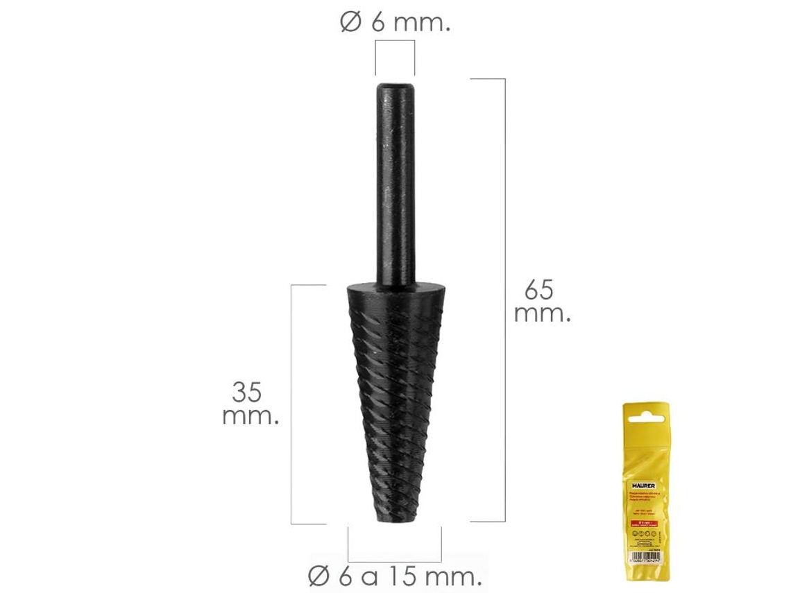Fresa Rotativa Para Metal Cônico Ø 6 A 15 mm Para Furadeira/Fresadora MAURER