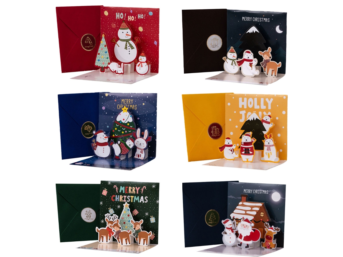 Cartão De Natal Com 6 Envelopes Com Diferentes Padrões Florais, Envie Um Pequeno Cartão Para Amigos, Familiares E Entes Queridos. Aquaforge