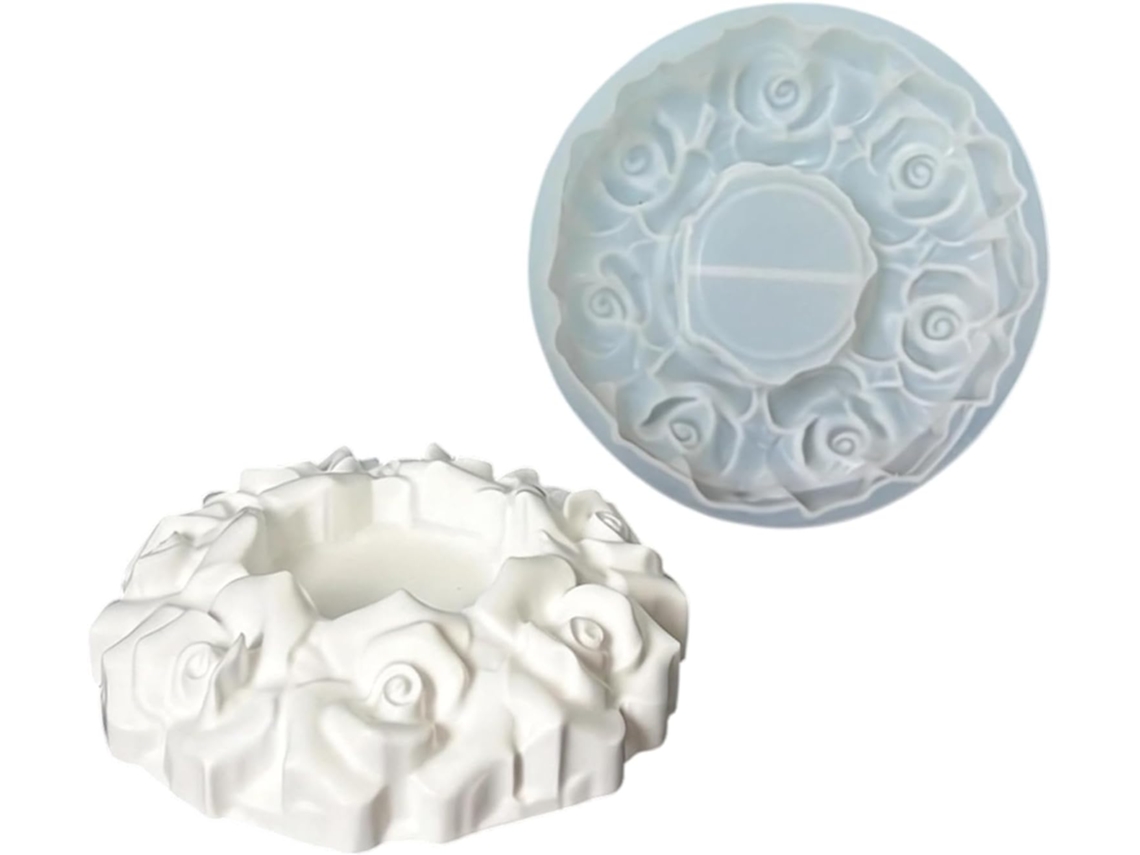 Molde Decorativo Com Borda Floral, Formato Flexível De Silicone Para Projetos Em Resina E Gesso,