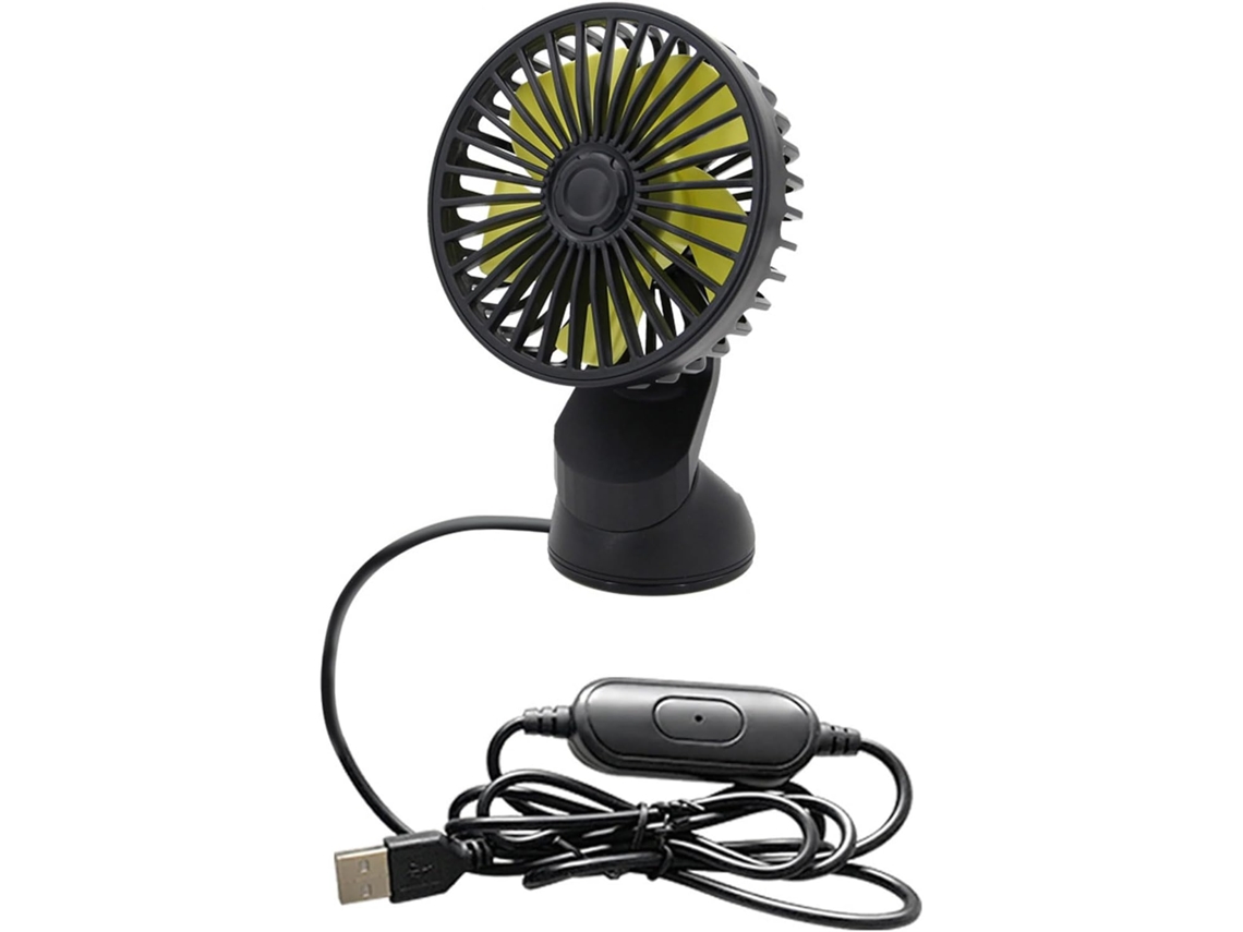 Ventilador Compacto Para Carro Em Abs Com Fluxo De Ar Ajustável E