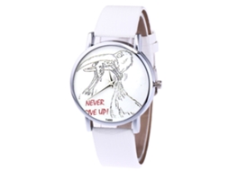 Reloj De Cuarzo De Pareja Con Correa De Cuero Pu Moda Dial Redondo Simple (blanco)