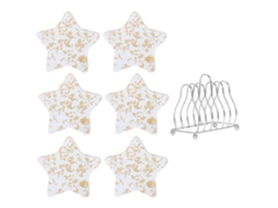 Conjunto de Apoios de Copo com Suporte Metálico Design Hexagonal em Acrílico À Prova de Calor NEVEANCE