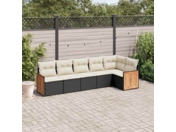 Vidaxl 6 Pcs Conjunto Sofás De Jardim C/ Almofadões Vime Pe Preto