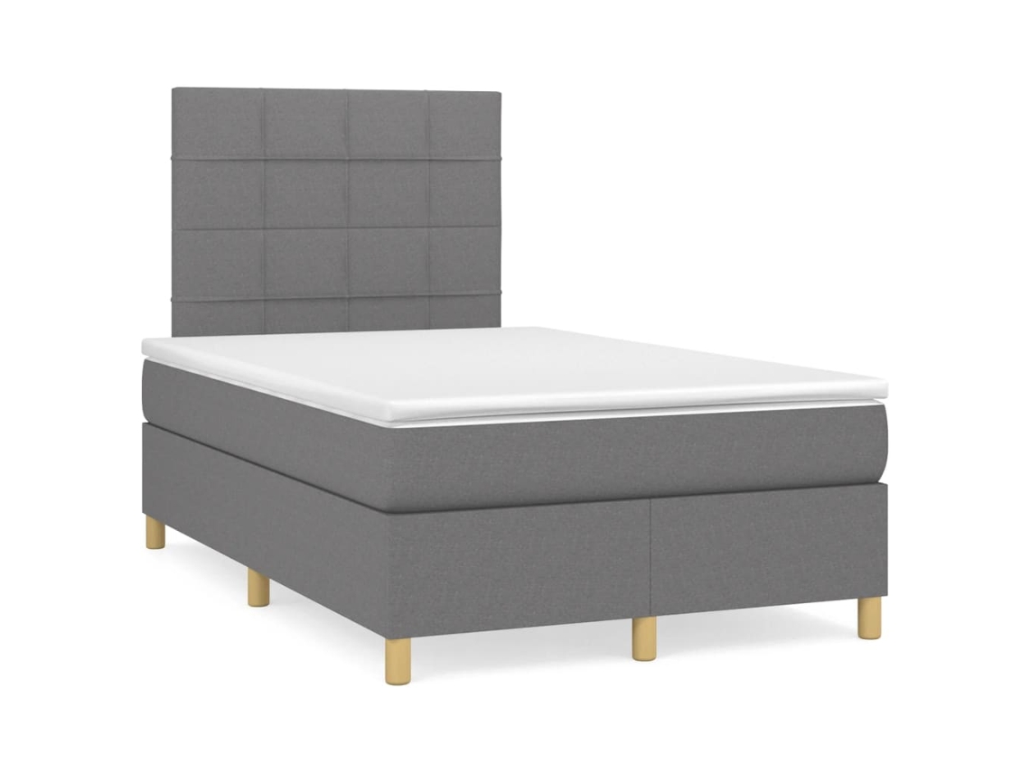 Cama com Molas e Colchão Tecido Cinzento Escuro MAISON EXCLUSIVE (120x200 cm)
