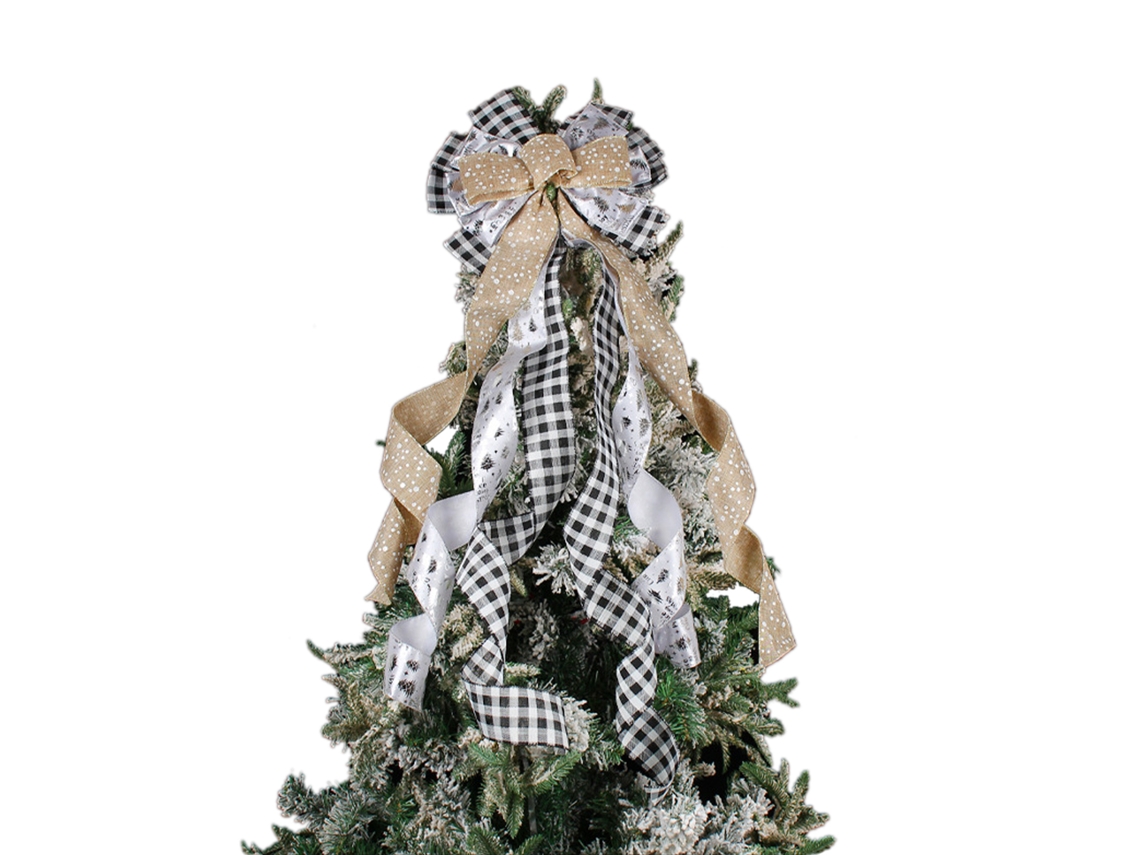Laxiscreed Decoração De Natal Com Laço Impresso, Pacote 30x35cm Para Árvore Natalícia