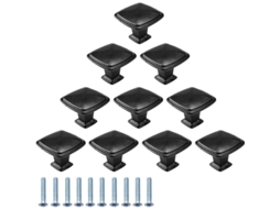 Perillas de móvel LINJOU, quadradas, liga de alumínio, 30mm, pretas