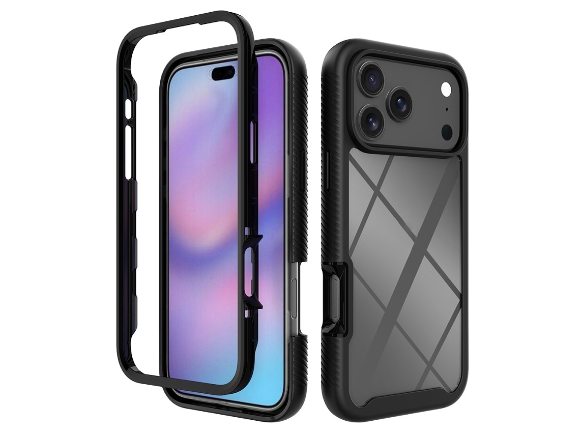 Capa Híbrida À Prova De Choque Para Iphone 17 Pro Max, Preta.