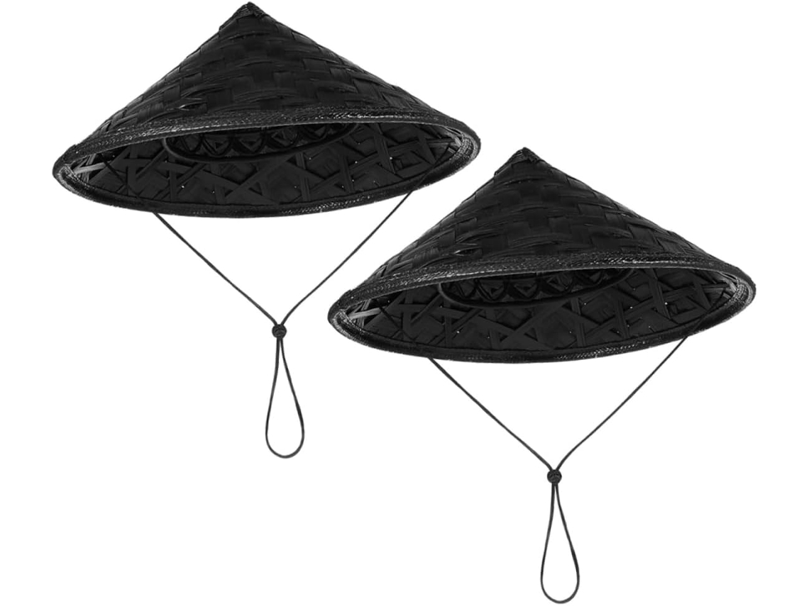 Conjunto De 2 Chapéus De Cavaleiro De Bambu Preto Para Cosplay, 36 Cm, Chapéus Cônicos.