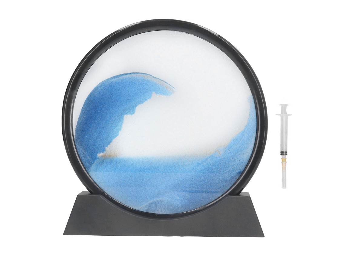 Pintura de Areia Movediça Vidro 3d Transparente Azul Grande com Base