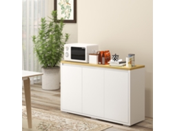 Aparador De Sala De Estar Armário De Armazenamento Com 3 Portas E Prateleiras Ajustáveis 120x37x75 Cm Branco E Madeira