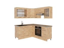 Cozinha Em Ângulo Fame Line, 190x46cm Sem Pt, Carvalho De Força Dourado, Carvalho De Força Dourado, Vicco