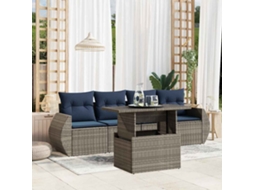 Conjunto de Sofá de Jardim com 10 Peças e Almofadas em Rattan Sintético Preto VIDAXL