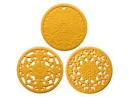 Conjunto de 3 Protetores de Mesa de Silicone Nova Line Amarelo